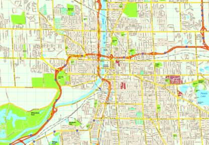 Grand Rapids map. Eps Illustrator Vector City Maps USA America | Order ...