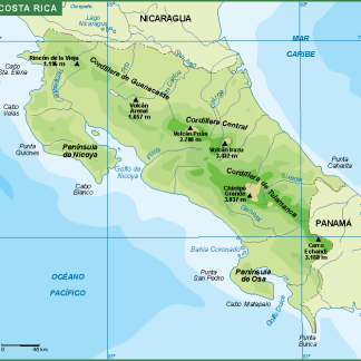 Costa Rica mapa fisico