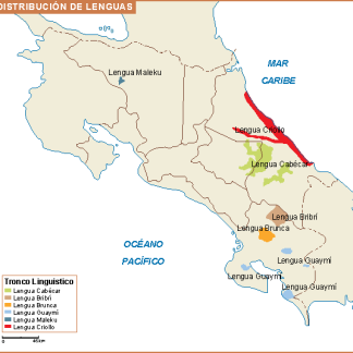 Costa Rica mapa lenguas