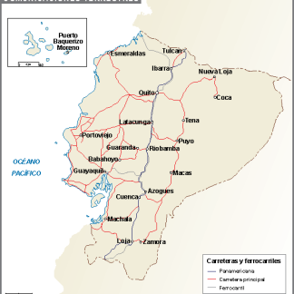 Ecuador mapa comunicaciones terrestres