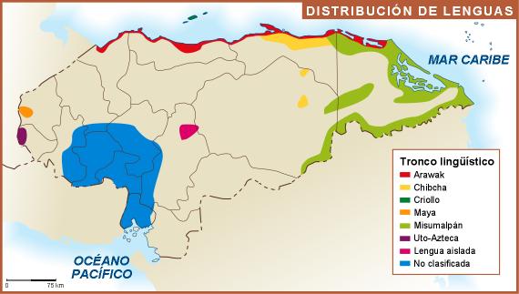 Honduras mapa lenguas