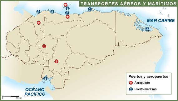 Honduras mapa transporte